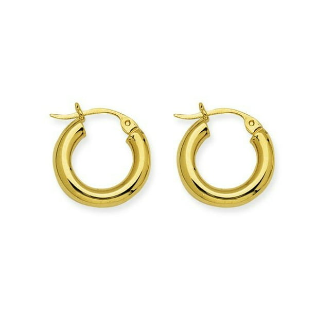 14K Solid Yellow Gold Oval Hoop Earrings 2MM Plain Hoop Earring 1.2 grams